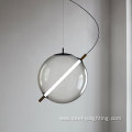 Smoke Gray Glass Shade Led Tube Chandelier Lamp